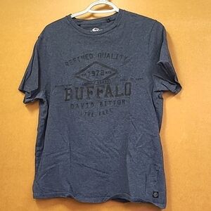 Buffalo David Bitton Size M Blue Grey Classic Cotton T-Shirt